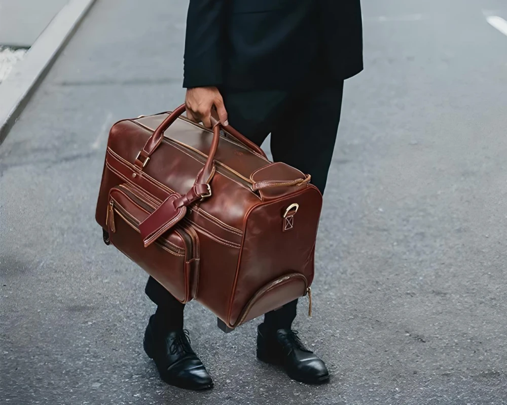luxury leather carry on luggage